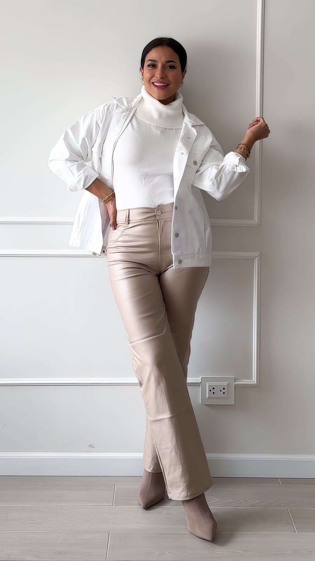 Palazzo Efecto Cuero Tiro Alto – Caída Fluida y Elegante | JAMN Boutique
