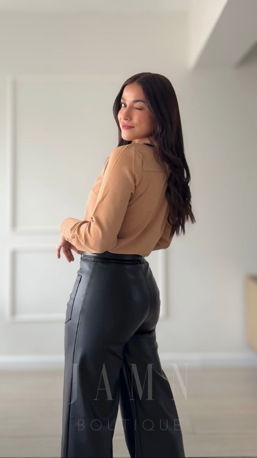 Palazzo Wide Leg Cuerina – Tiro Alto y Caída Perfecta | JAMN Boutique