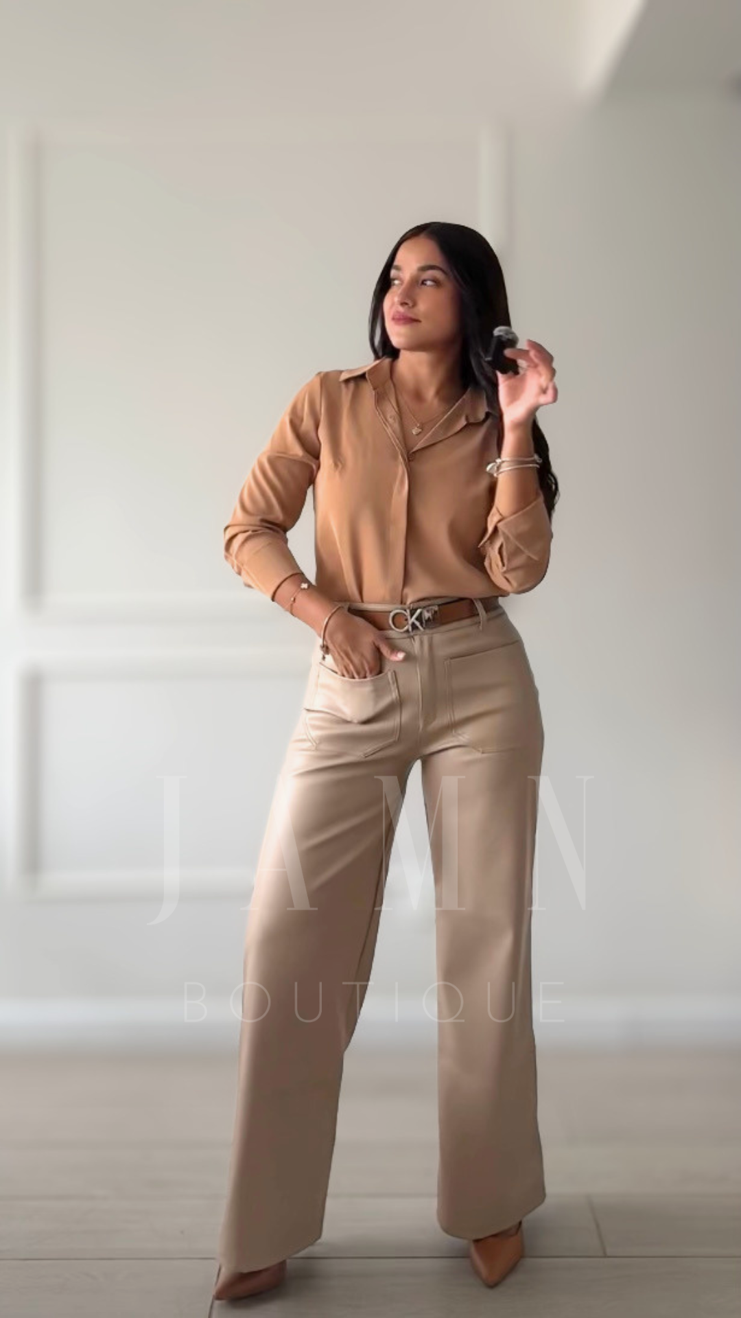 Palazzo Wide Leg Cuerina – Tiro Alto y Caída Perfecta | JAMN Boutique