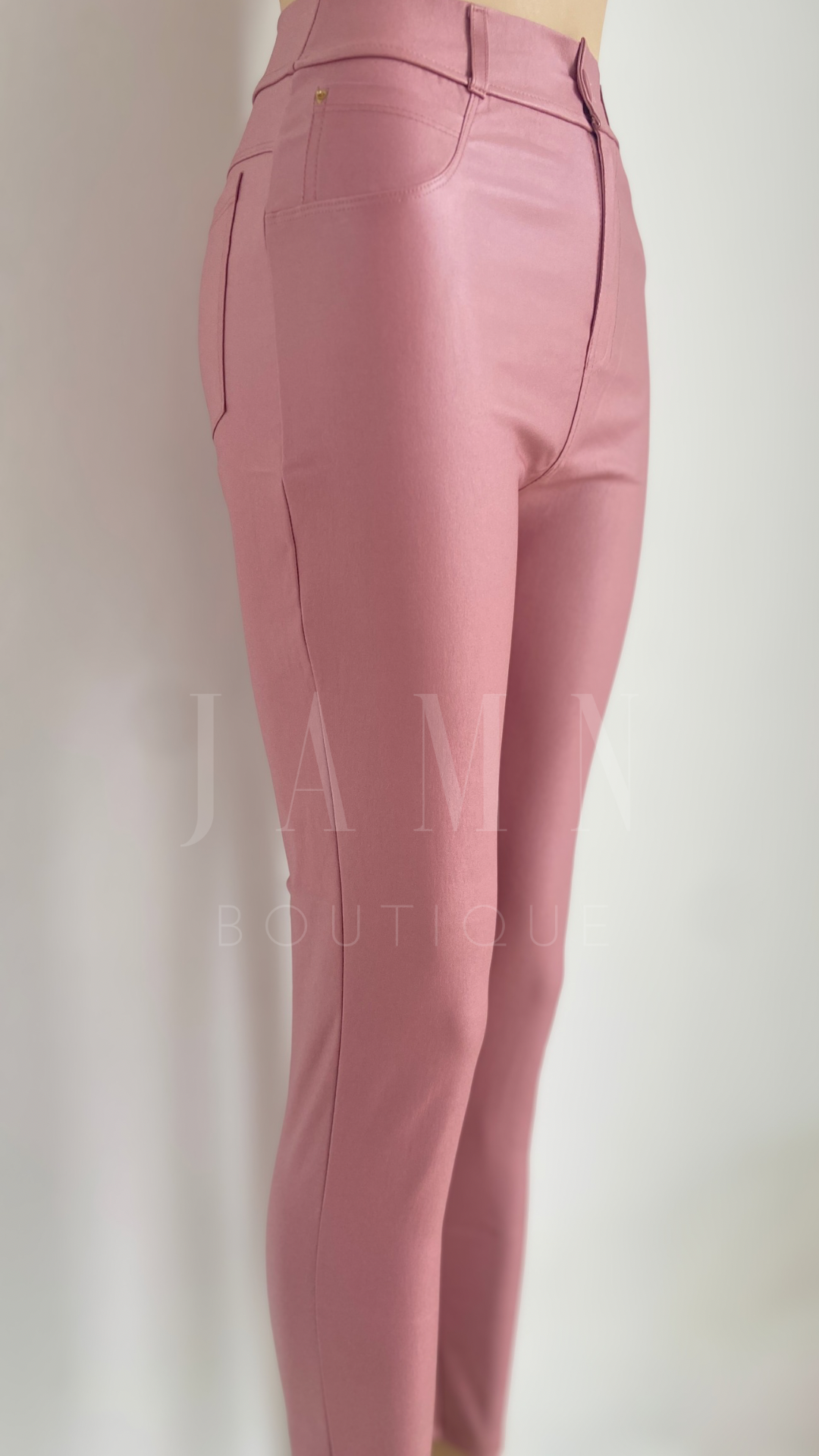 Pantalón Moscú Efecto Cuero Stretch – Tiro Alto | JAMN Boutique