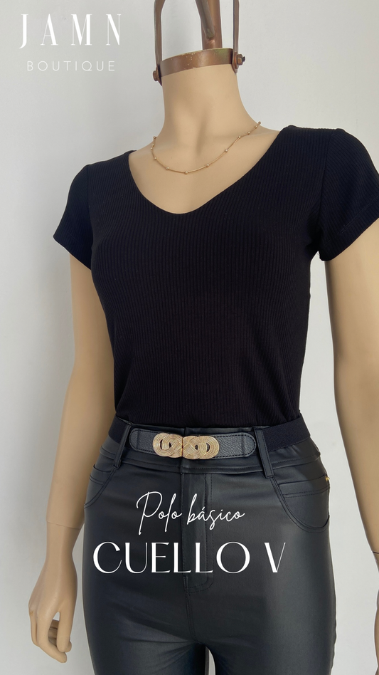 Polo rib cuello V