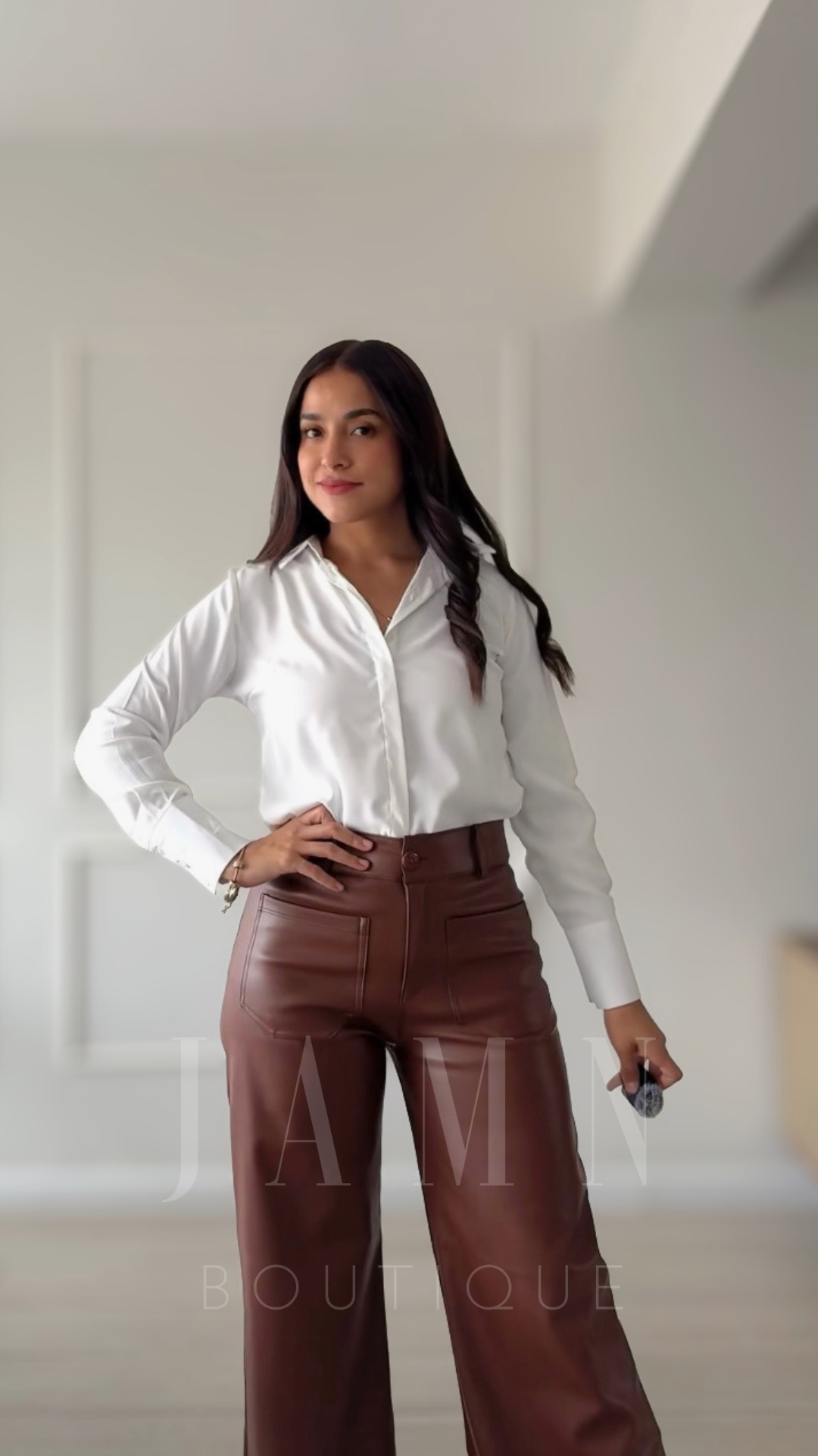 Palazzo Wide Leg Cuerina – Tiro Alto y Caída Perfecta | JAMN Boutique