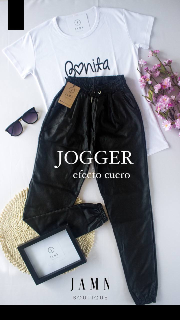 Jogger efecto cuero - JAMN BOUTIQUE