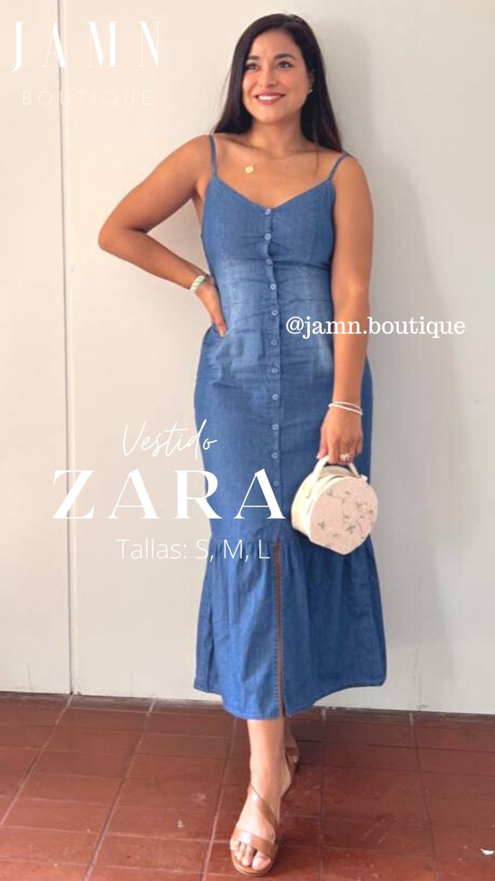 Vestido Zara denim midi para mujer ideal para looks casuales y salidas de día – JAMN Boutique Perú